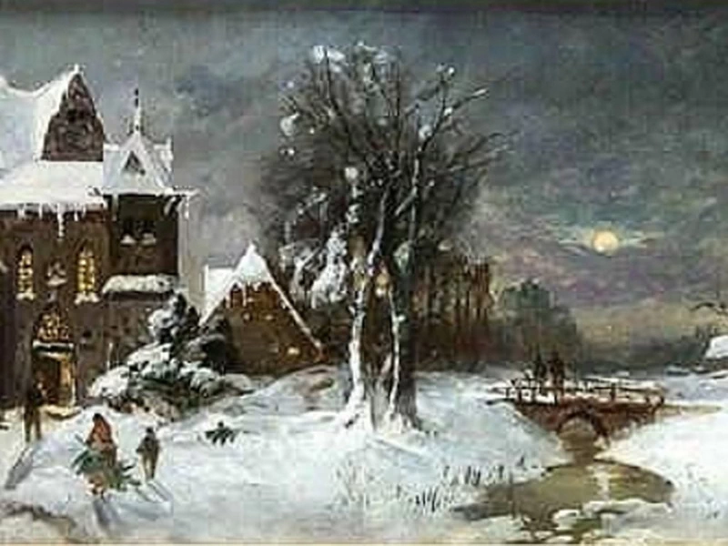 1870-Robert Hans Schmitt - Paesaggio invernale con una famiglia (c. 1890)